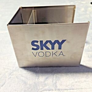Skyy Vodka Stainless Steel Barware Napkin & Stirrer Caddy Holder Promo Branded